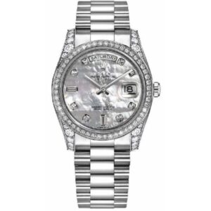 Day-Date 36 White Gold White Mother Of Pearl Diamond Dial