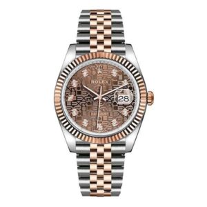 Datejust 126231 Chojdj Chocolate Diamonds Dial Fluted Rose Gold Bezel 36Mm Stainless Steel And 18K Rose Gold