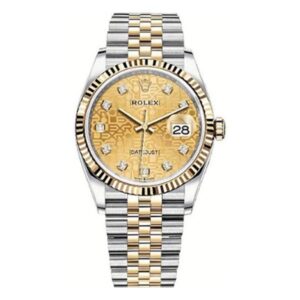 Datejust 126233 Chjdj Champagne Diamond Dial Fluted Bezel 36Mm 18 Karat Yellow Gold & Oystersteel Jubilee Bracelet