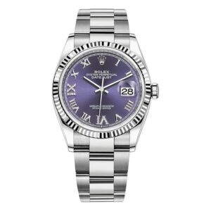 Datejust 126234 Aubergine Roman Vi And Ix Diamonds Dial 36Mm Stainless Steel Oyster Bracelet