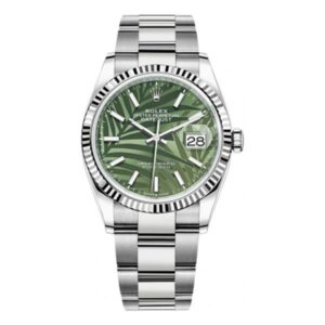 Datejust 126234 OGPMIJ 36Mm Olive Green Palm Chronometer