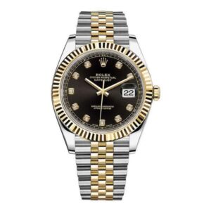 Datejust 126333 Bkdj Black Diamond Dial Yellow Gold Fluted Bezel 41Mm 18Kt Yellow Gold & Steel Jubilee Bracelet