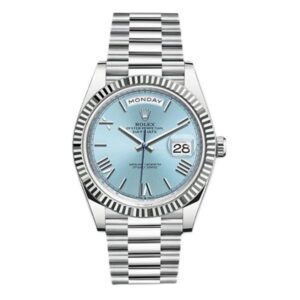 Day-Date 228236 Ibrp Platinum Fluted Bezel 40Mm Ice Blue Roman Dial President Bracelet