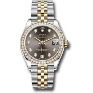 Datejust 278383Rbr Dkgdj Dark Grey Diamond Dial 31Mm Diamond-Set Bezel 18K Yellow Gold