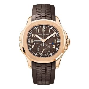 Aquanaut 5164R-001 Brown Dial Travel Time 40.8Mm 18K Rose Gold Brown Rubber Straps
