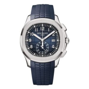 Aquanaut 5968G-001 Blue Dial Flyback Chronograph 42.2mm18K White Gold Mid Night Blue Rubber Straps