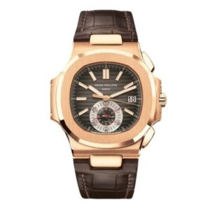 Nautilus 5980R-001 Black Brown Dial 40.5mm 18K Rose Gold Brown Leather Straps