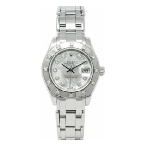 Pearlmaster 80319 White Gold 29Mm Mother Of Pear Dial12 Diamond Bezel