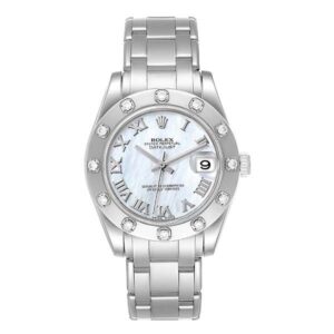 Pearlmaster 81319 Midsize Mother Of Pearl Roman 34Mm White Gold Diamond