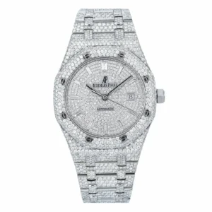 Audemars Piguet Royal Oak 41MM Silver Dial Iced Out 25.25 15400ST Super Clone