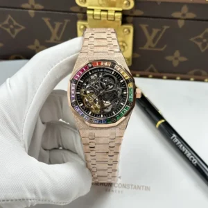 Audemars Piguet Royal Oak Openworked Frosted 15412 Rose Gold Bezel Baguette 41mm Super Clone