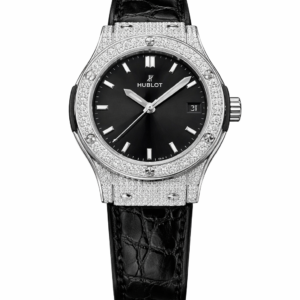 Hublot Classic Fusion Titanium Black 33mm Watch with Custom Moissanite Diamonds