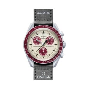 X Swatch Mission To Pluto So33M101 Moonswatch Burgundy Bioceramic