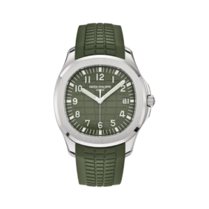 Aquanaut 5168G-010 Jumbo Khaki Green Dial 18K White Gold Khaki Green Rubber Strap