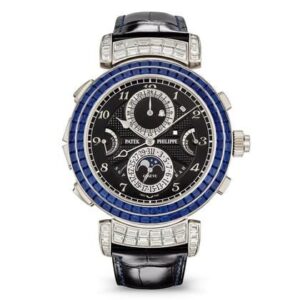 Grandmaster Chime 6300/401G-001 Black Dial White Gold Sapphire Watch 49.4mm