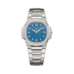 Nautilus 7010/1G-013 White Gold Azure Blue Dial Diamond Bezel 32mm
