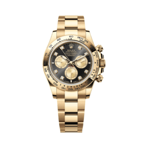 Cosmograph Daytona 126508-0003 Yellow Gold Fixed Bezel Black Diamond Dial