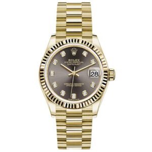 Datejust M278278-0036 Fluted Bezel Yellow Gold Dark Grey Diamond