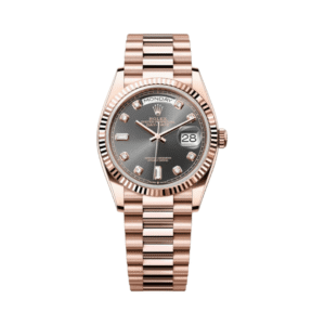 Day-Date 36 President 128235-0050 18K Everose Gold Fluted Bezel 36mm Slate Gray Dial