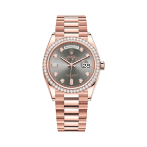 Day-Date 36 President 128345RBR Diamond Bezel Gray Dial