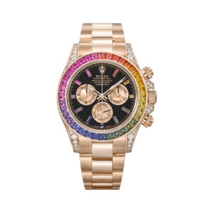 Daytona 116598RBOW Rainbow Yellow Gold Sapphire Bezel Black Dial