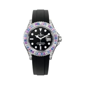 Yacht Master 126679SABR White Gold Blue/Purple Sapphire Bezel 40mm Black Dial