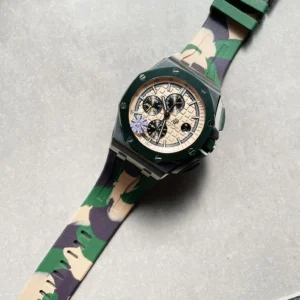 Royal Oak Offshore Chronograph ?CAMO? 26400SO Beige Textured Dial Camouflage Rubber Strap Super Clone
