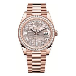 Day-Date 228345Rbr Dpbdp 40Mm Pave Baguette Rose Gold And Diamond Bezel
