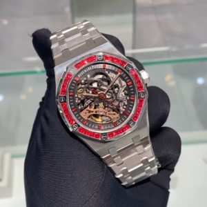 Audemars Piguet Royal Oak Double Balance Wheel Openworked Frosted White Gold Ruby Bezel