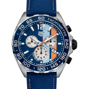 Tag Heuer Formula 1 Blue & Orange Dial Chronograph Quartz Leather Strap Men?s Watch 43mm CAZ101N.FC8243