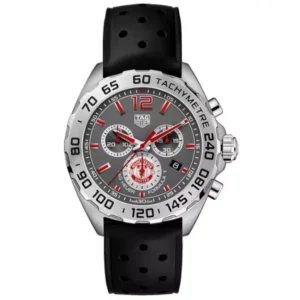 Tag Heuer Formula 1 Manchester United Special Edition Grey Dial Black Silicone Strap Watch for Men CAZ101M.FT8024