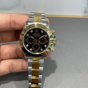 Rolex Cosmograph Daytona Two-Tone Gold & Steel Black Diamond Dial ? Luxury Chronograph Watch