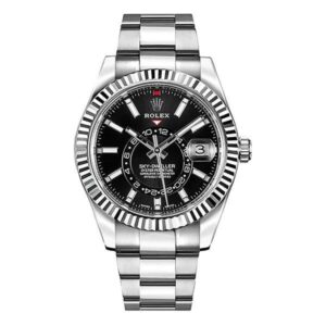 Sky Dweller 326934 Bk Black Indices Dial White Gold Bezel 42Mm Stainless Steel Oyster Bracelet