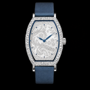 White Metal Tonneau Dress Watch Gem Set Design