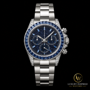 Blue Stone Accent Luxury Chronograph Watch