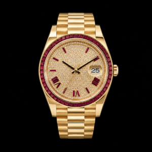 Ruby Accent Premium Gold Tone Watch