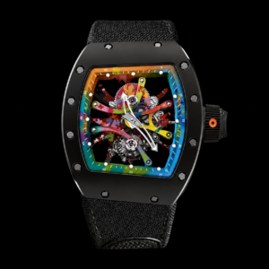Artistic Skeleton Tourbillon Watch Luxury Colorful Dial Mechanical Timepiece