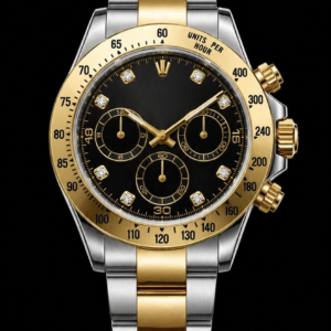Black Dial Two Tone Chronograph Watch