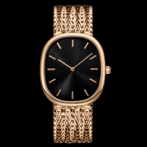 Black Dial Luxury Dress Watch Rose Gold Tone Bracelet 34.5mm
