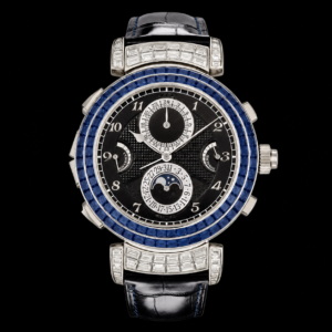 Ultra Luxury Statement Watch Black Dial White Metal Sapphire Style Finish 49mm