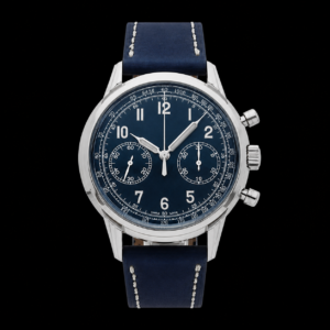 Luxury Chronograph Watch Blue Dial White Metal 41mm