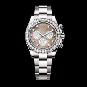 White Gold Diamond Mother of Pearl Dial Luxury Chronograph Watch 40mm