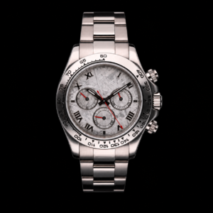 Platinum Meteorite Dial Roman Numerals Luxury Chronograph Watch