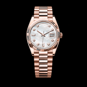Everose Gold Mother of Pearl Diamond Dial Luxury Watch 36mm