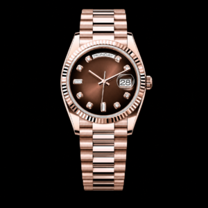 Everose Gold Brown Ombre Diamond Dial Date Display 36mm