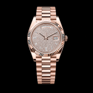 Everose Gold Diamond-Paved Dial Luxury Watch 40mm