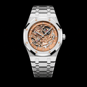 Openworked Double Balance Wheel Style Watch with Skeleton Dial 41mm