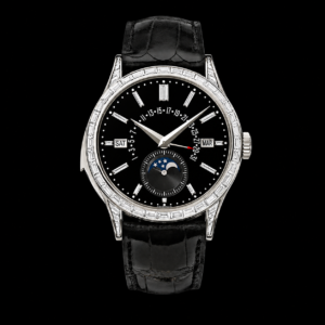 Black Dial Moon Phase Diamond Bezel Luxury Watch