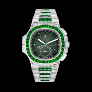 Green Diamond Style Bezel Black Dial Luxury Watch