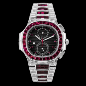 Ruby Accent Diamond Style Black Dial Luxury Watch